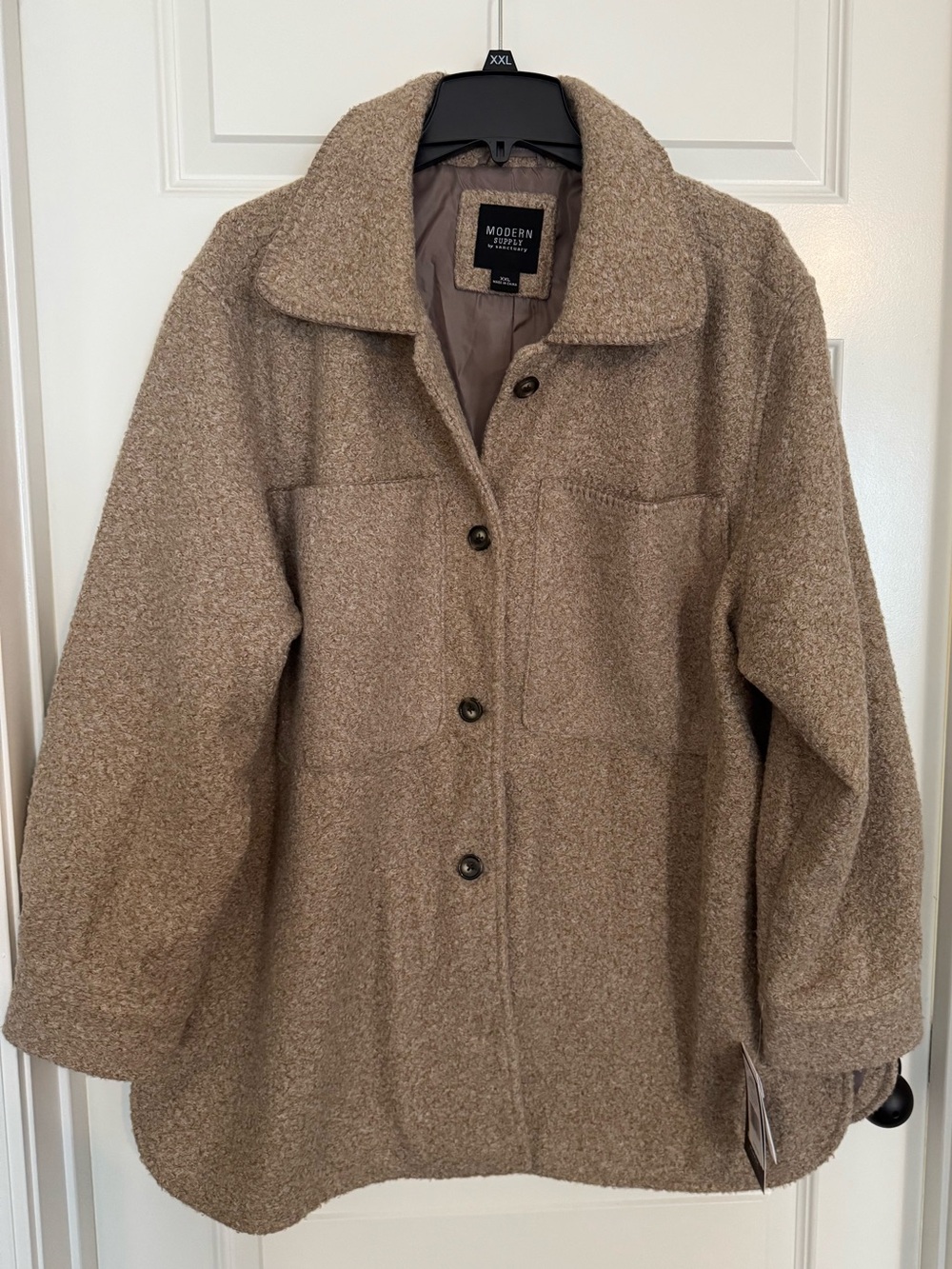 Modern Supply Women's Taupe Button-Front Pea Coat